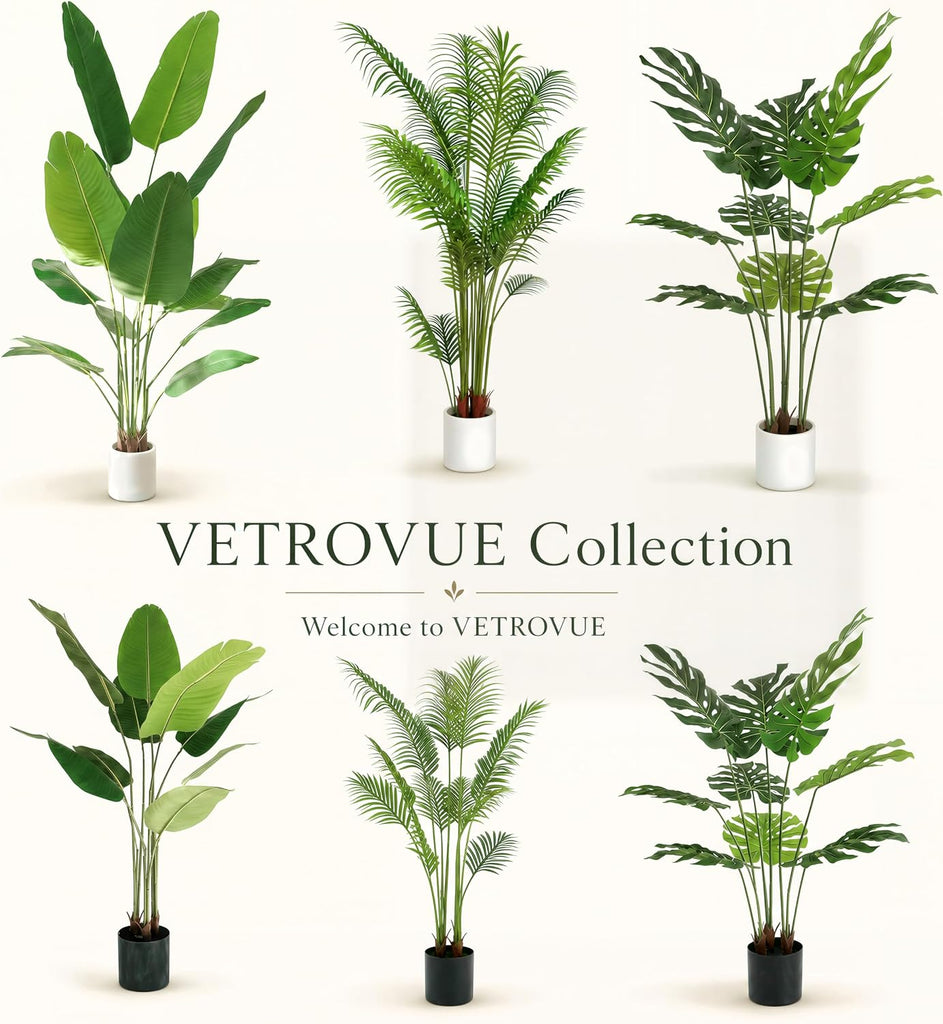 Artificial Palm Tree 6 ft Tall Fake Floor Plant Tropical Trees, 2 Pack - Set of 2