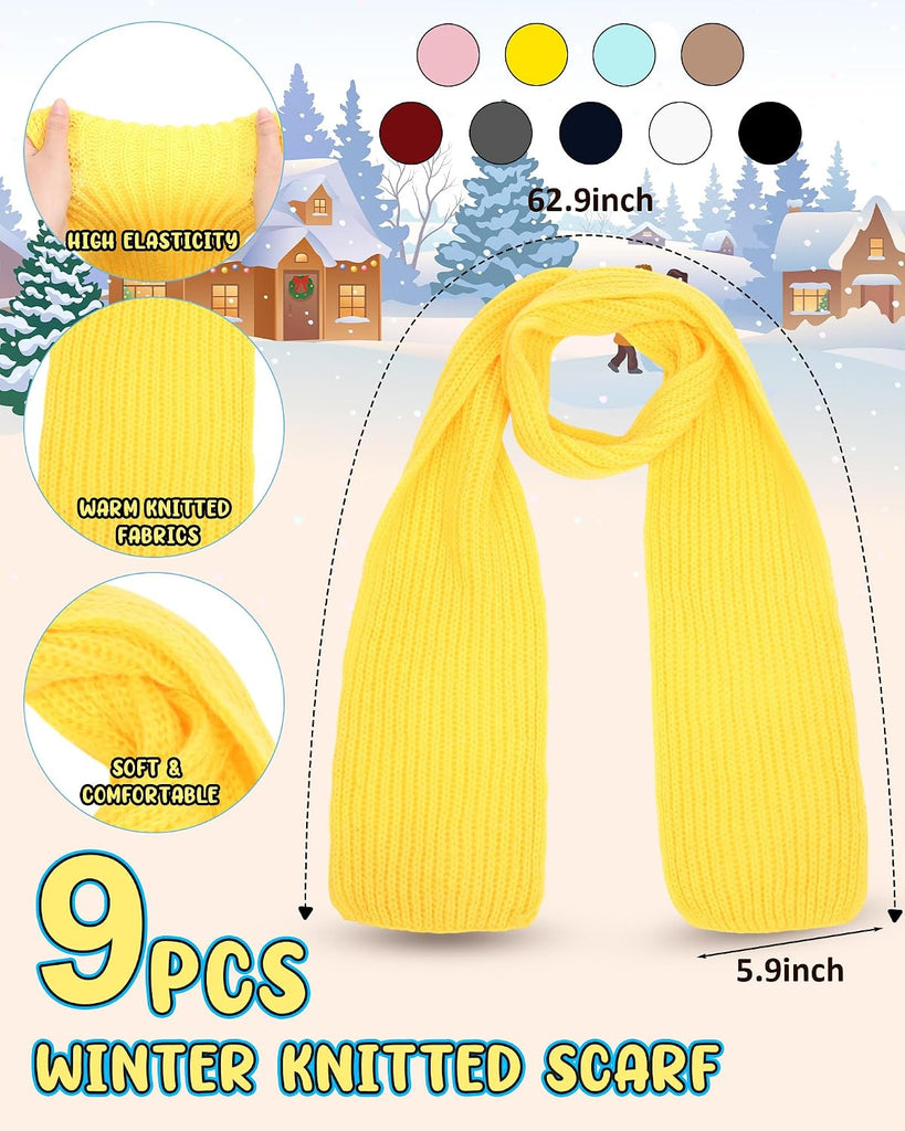 Kids Hat Gloves Scarf Winter Set, Warm Knitted Beanie Caps Scarves Gloves Bulk for Boys Girls Donation Cold Weather