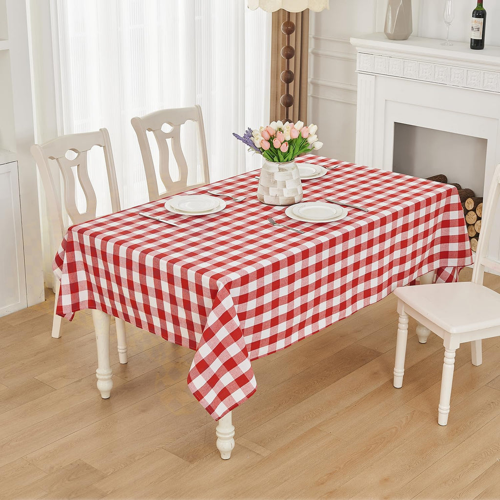 Rectangle Table Cloth Waterproof Gingham Red 57"x118"