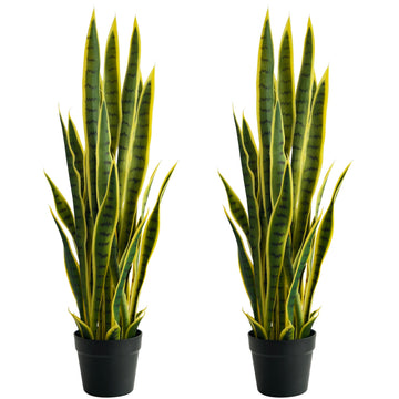 Artificial Snake Plant 3FT, Fake Tree with Black Tall Planter Indoor Outdoor, Yellow