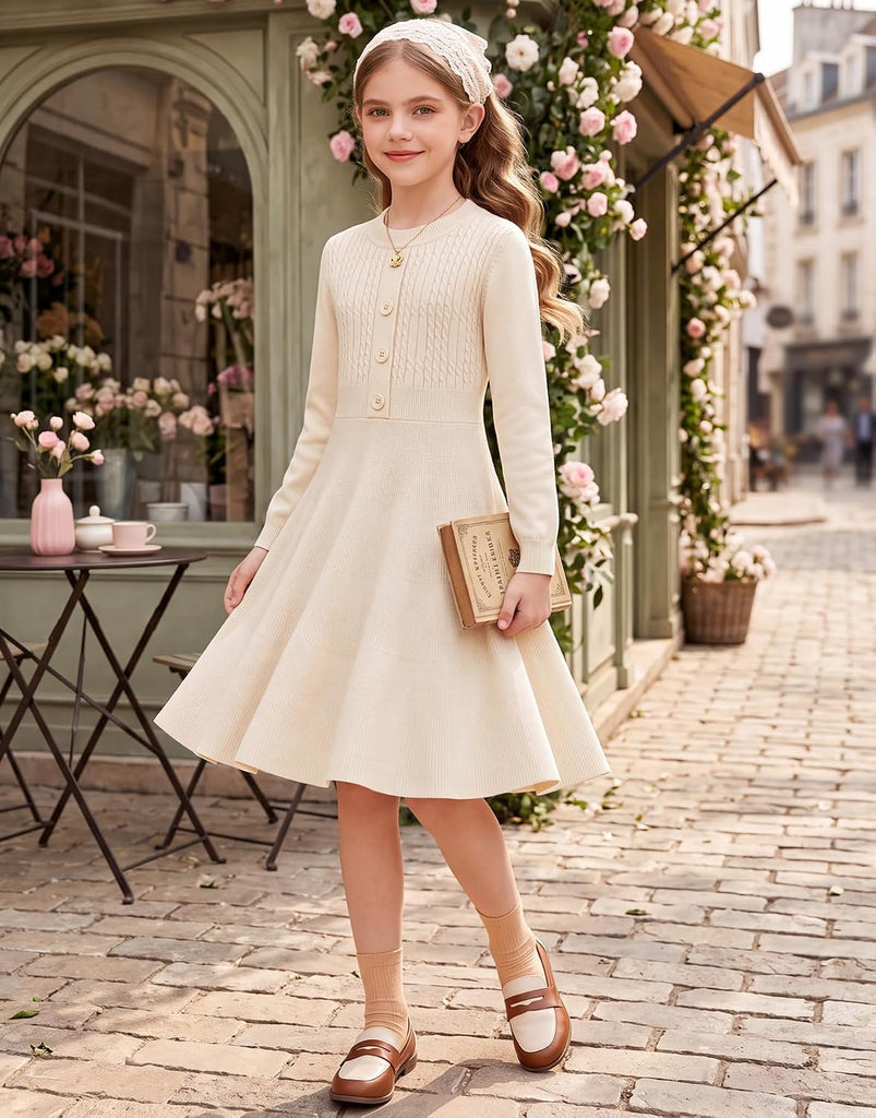 Girls Sweater Fall Long Sleeve Knit Winter Dresses