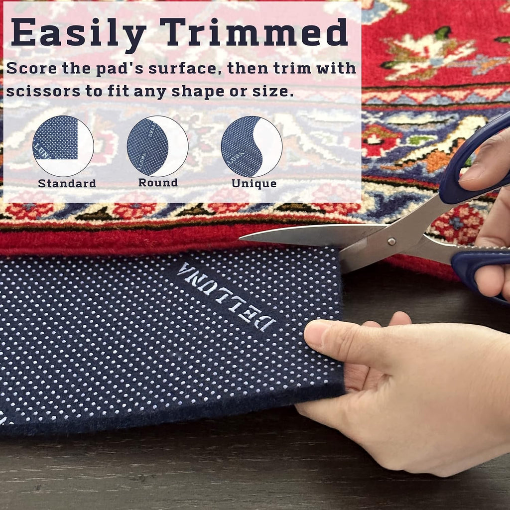 Non-Slip Area Rug Pad 9'x12', 3/8" Thick Double Side Rubber + Felt, Premium Deluxe Cushioned- Safe for All Floors - Set of 108