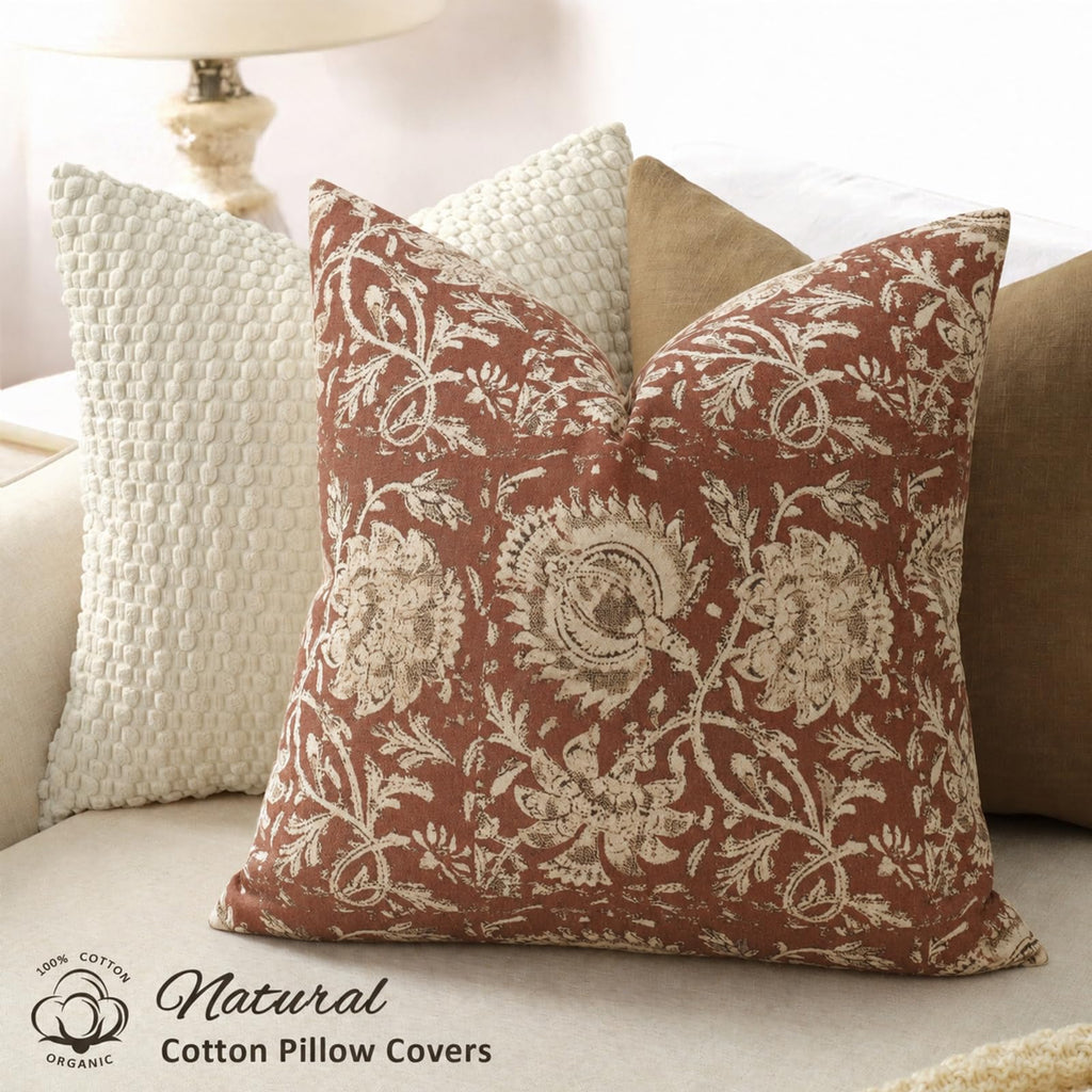 Fall Pillow Covers 26x26 Set of 2 Printed Floral Throw Pillows Farmhouse Pillow Cases Vintage Decorative Cushion