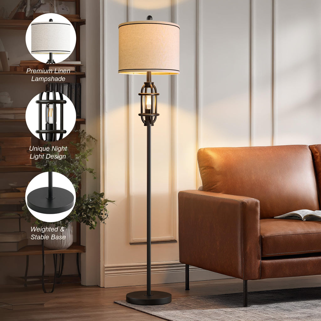 62.5" Floor Lamp Industrial Black Standing Tall Lamp