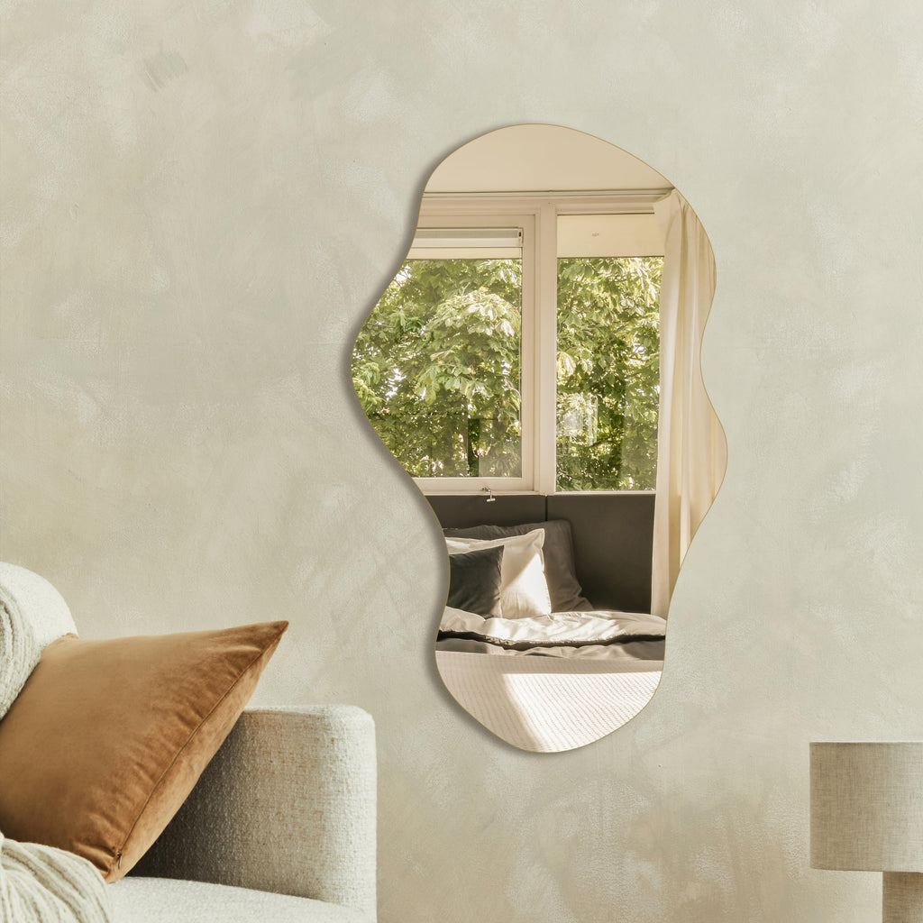 Irregular Wall Mirror Asymmetrical Mirror, 28''x17'' Decorative Modern Mirror Bedroom Living Room Entryway, Cloud