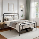 Metal Full Bed Frame - Modern Minimalist Victorian Style with Headboard/Footboard