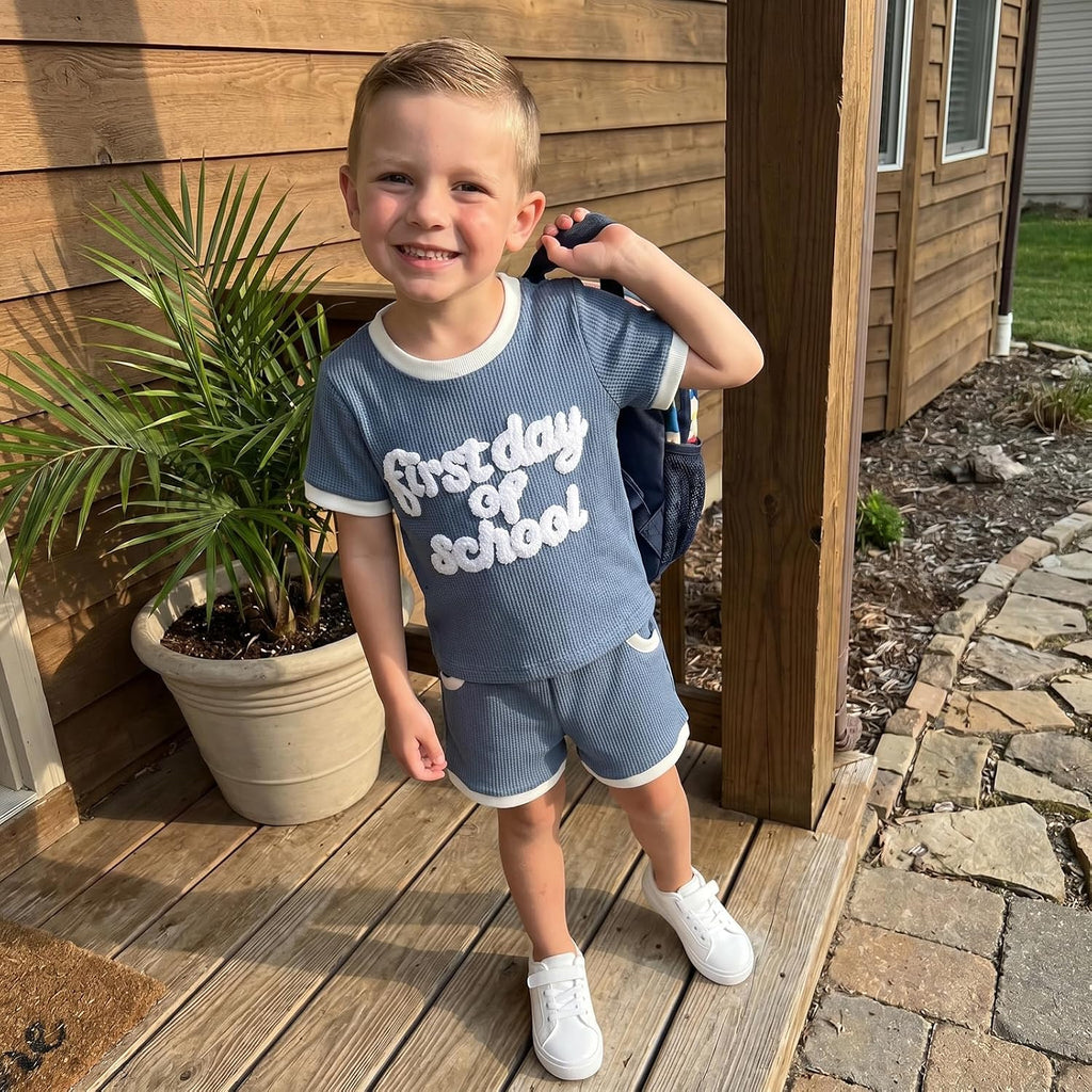 Toddler Boy First Day of School Outfit T-Shirt Shorts Set