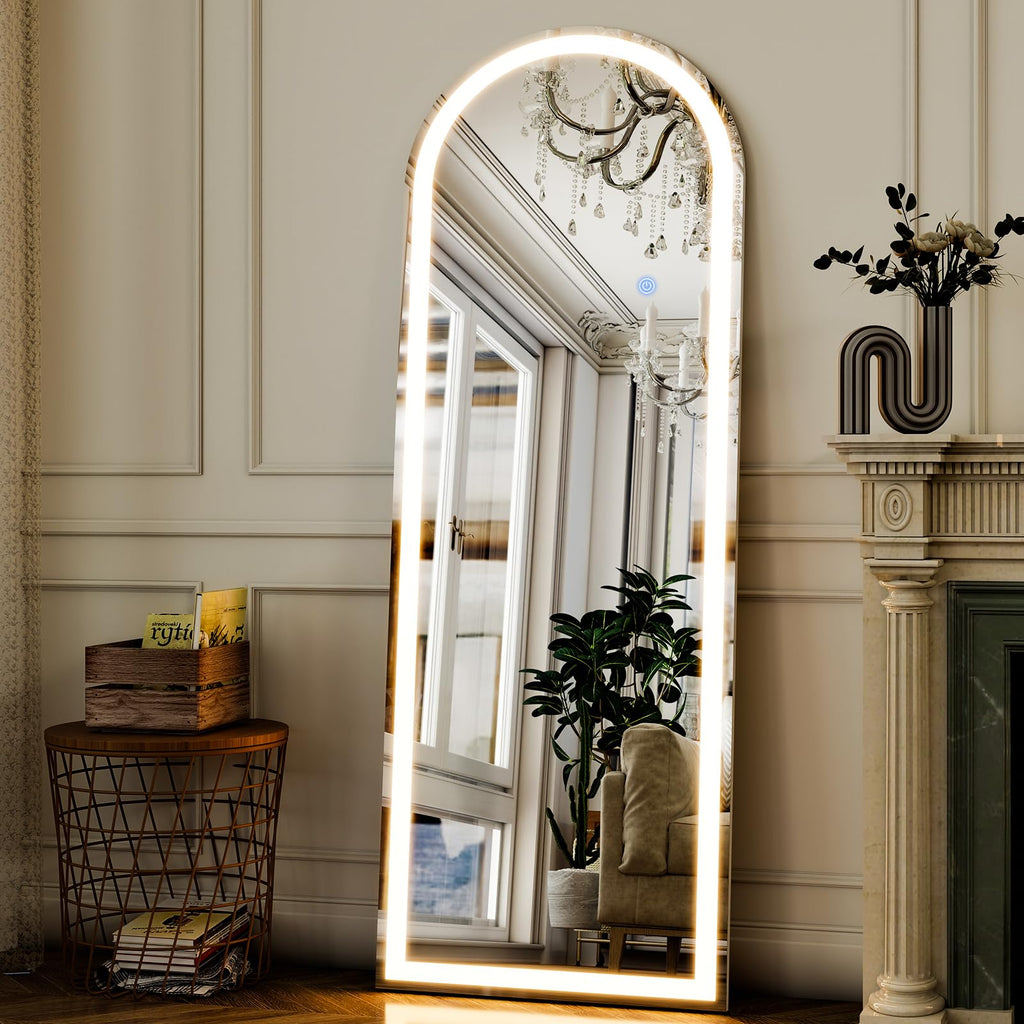 20"x56" Arched Full Length Mirror LED Lighted Floor Standing Mirror