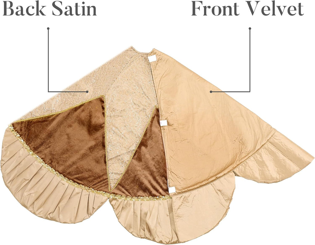 60" Sparking Gold Christmas Tree Skirt for Tree Decorations
