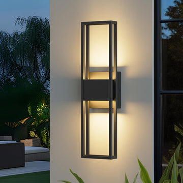 20 Inch Modern Outdoor Wall Light 3000K 16W Integrated LED, IP65 Waterproof Matte Black Exterior Lighting