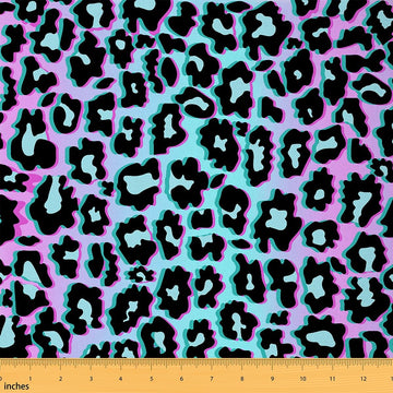 Rainbow Leopard Fabric by The Yard, Animal Spotted Print Waterproof Fabric, Neon Purple Cheetah Skin Fabric Textiles &