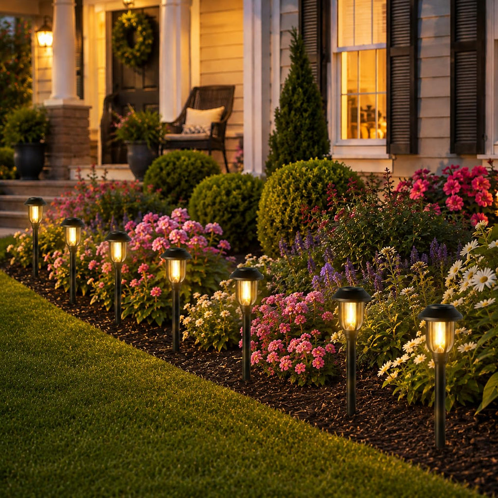 Solar Pathway Lights Outdoor 8 Pack, Warm White Solar Path Lights, Waterproof Energy Efficient Landscape Lights
