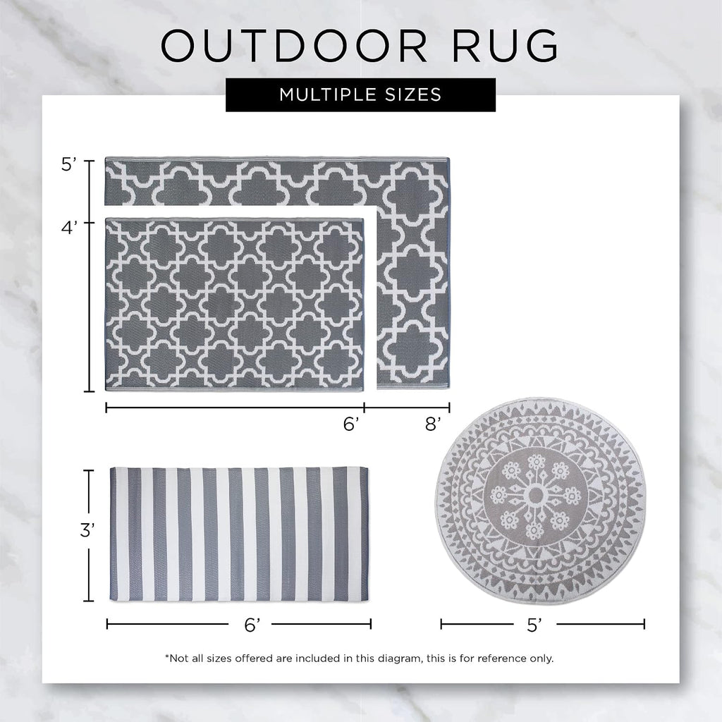 Reversible Indoor/Outdoor Diamond Woven Rug, 4x6', French Blue