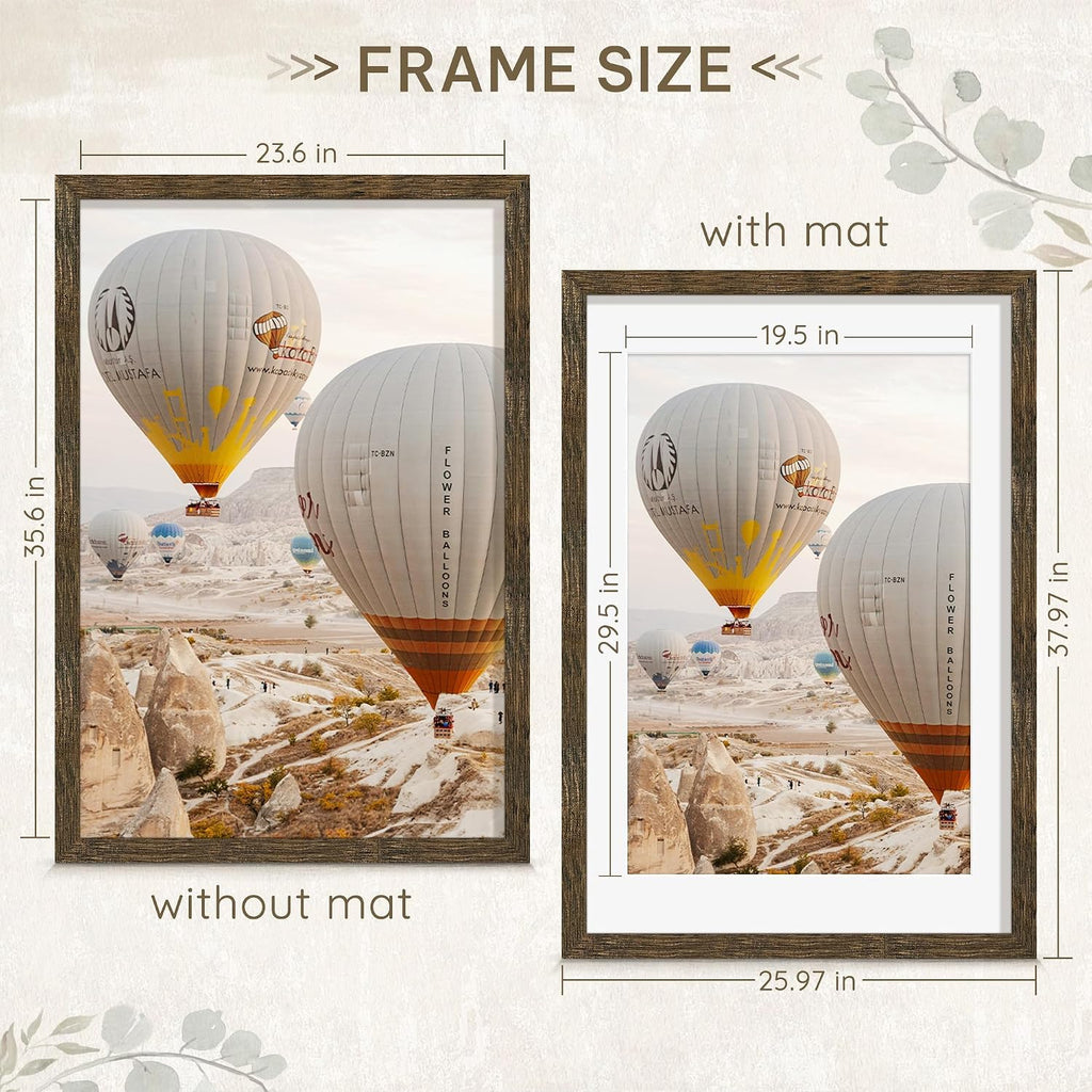 24x36 Rustic Brown Poster Frame, Picture Frame for Wall, 3 Pack | Fits 20x30 Photos With Mat or 24x36 Without Mat