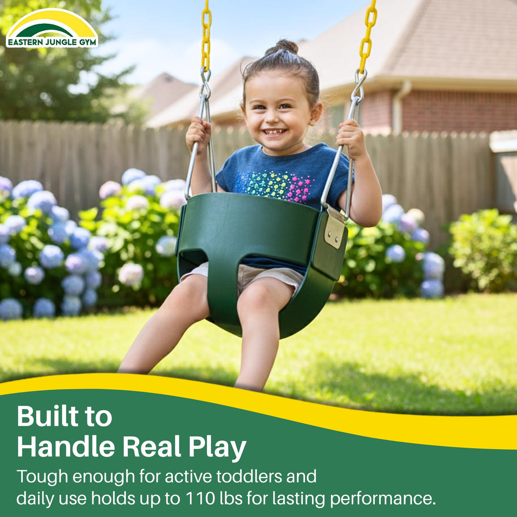 Heavy-Duty High Back Full Bucket Toddler Swing, Green