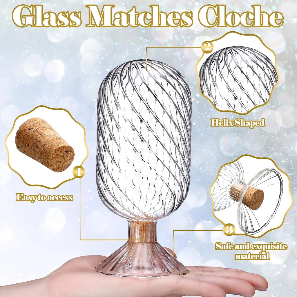 Helix Glass Match Cloche Cork Lid,Clear,2.95 x 6.1 inches