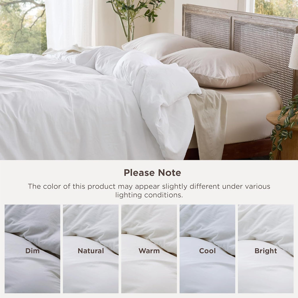 Duvet Cover Queen Only - Prewashed Cotton-Like Polyester Extra Soft All Season Bedding, Includes 1 Duvet Cover 90x90