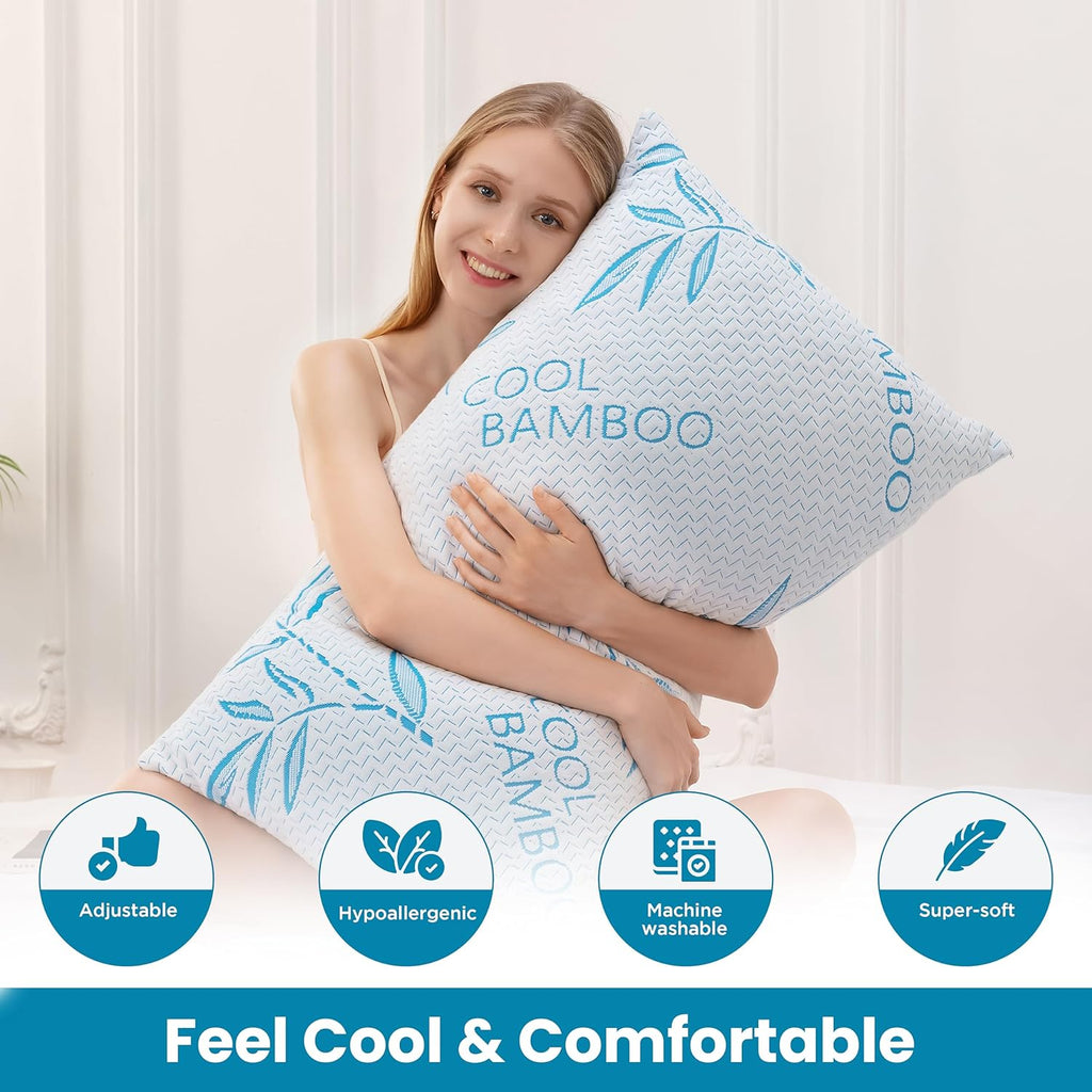 Body Pillow for Sleeping, Shredded Memory Foam Adjustable Bed Pillow with Hypoallergenic, Removable/Washable Zipper