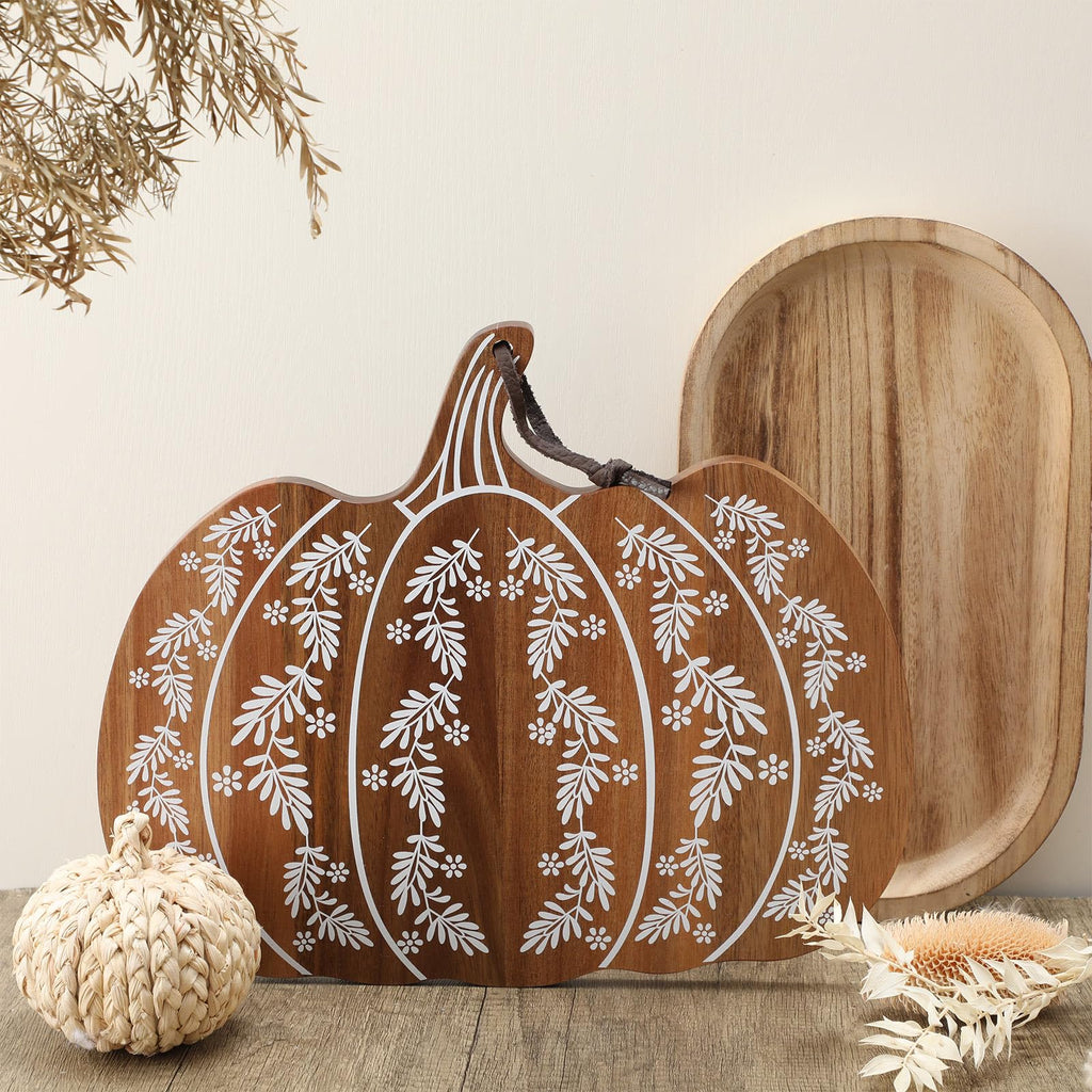 Pumpkin Shaped Cutting Board, Acacia Wood Serving Board