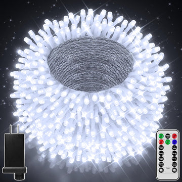 328FT 1000 LED Christmas Lights Outdoor Waterproof, Timer & Memory Function, 8 Modes Cool White String Lights Plug
