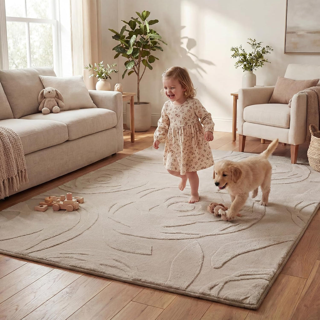 1.3" Thick Baby Play Mat 79x118 Plush Foam Mats for Baby (Brown)
