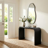 Irregular Wall Mirror 30"x16.5", Small Asymmetrical Mirror for Wall Decor, Matte Black Rust Proof Aluminum, Tempered