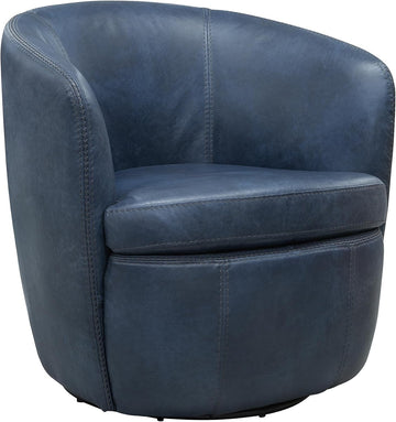 Barolo - Vintage Navy 100% Italian Leather Swivel Club Chair
