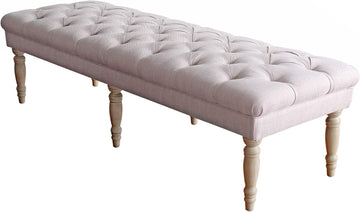 64" Large Tufted Bench - Light Mauve