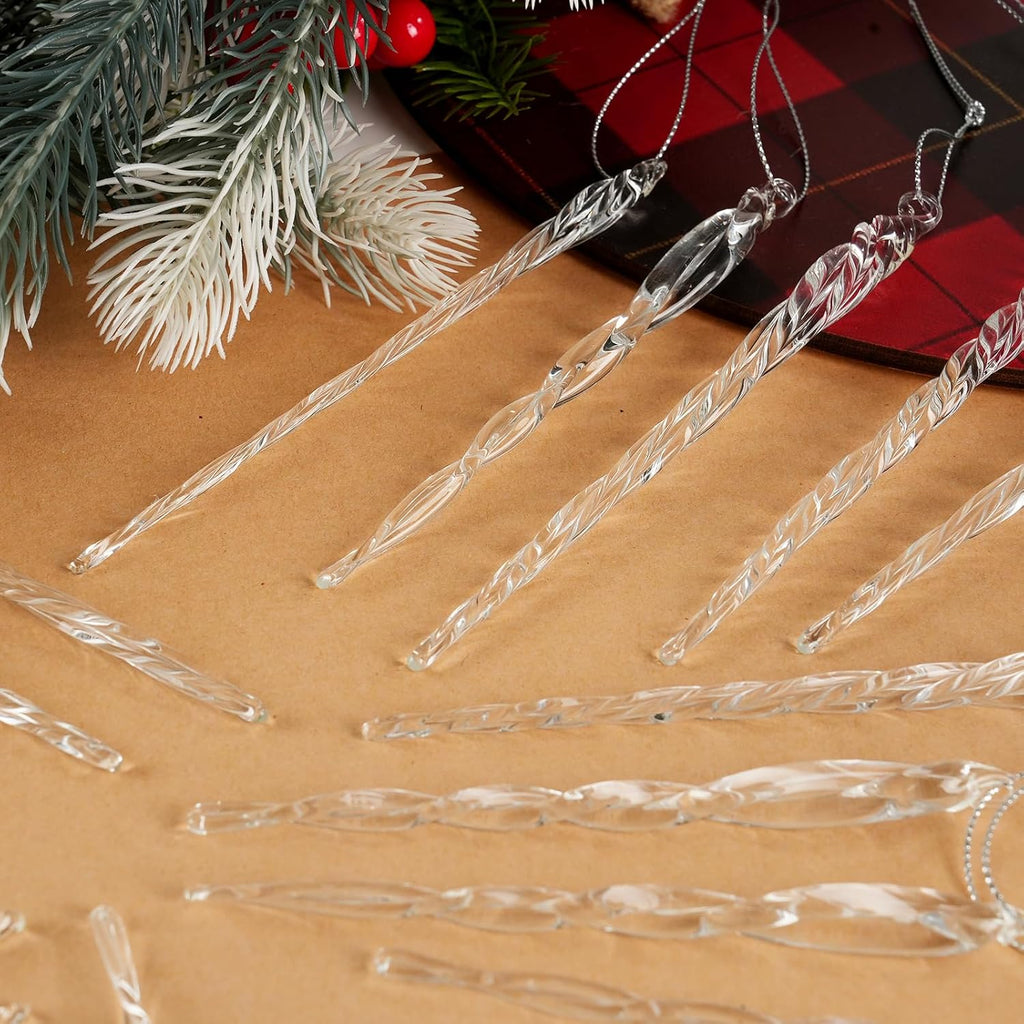 Handmade Glass Icicle Ornaments, 64-Pc Crystal Decor - Set of 64