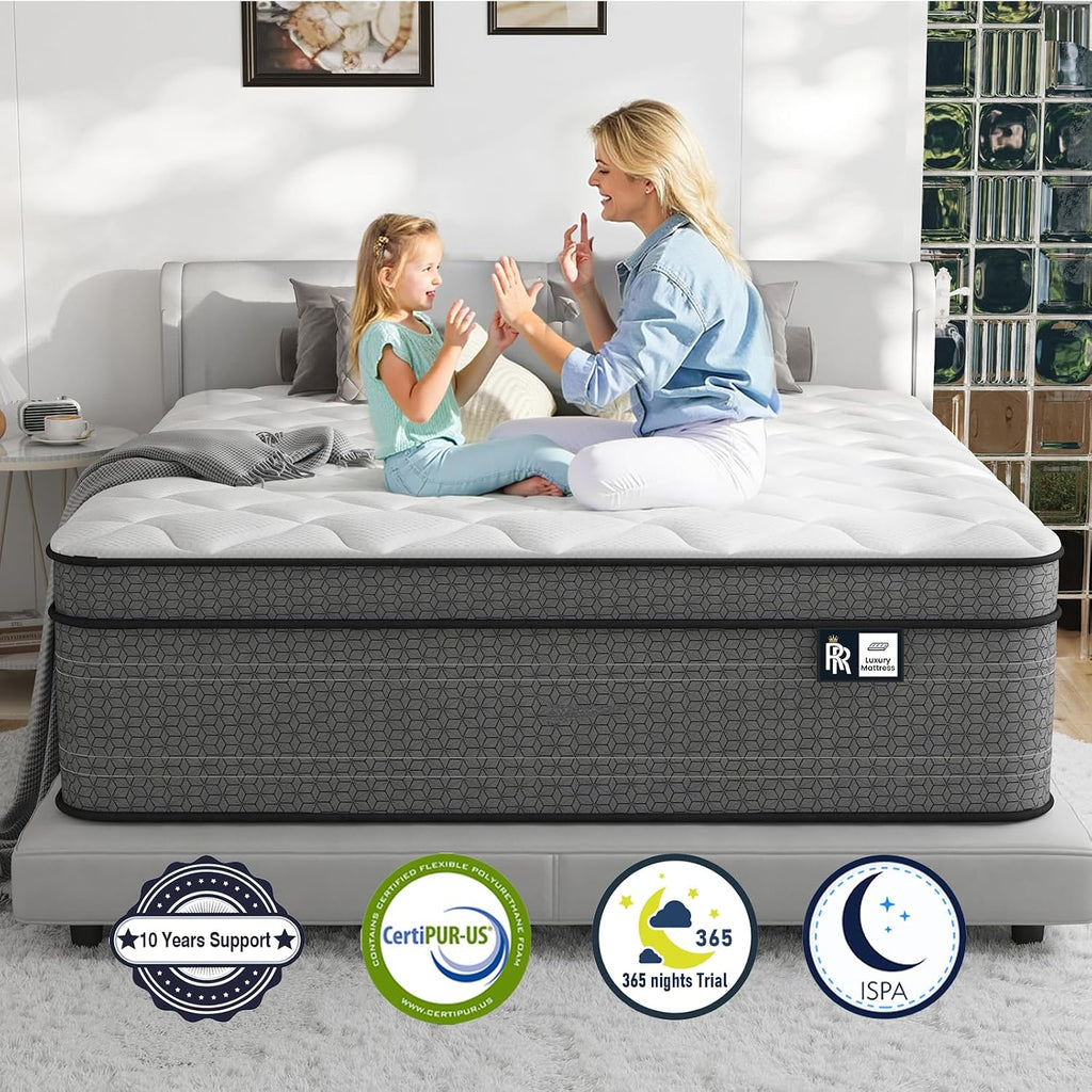 California King Mattress 12 Inch, Firm Hybrid Mattress in a Box | Hotel Level Comfort, 7-Zone Pocket Springs, Cooling