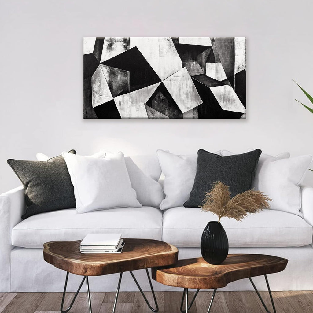 Black And White Wall Art Decor Canvas Art Wall Decor Minimalist Wall Art Geometric Color Block Canvas Artwork