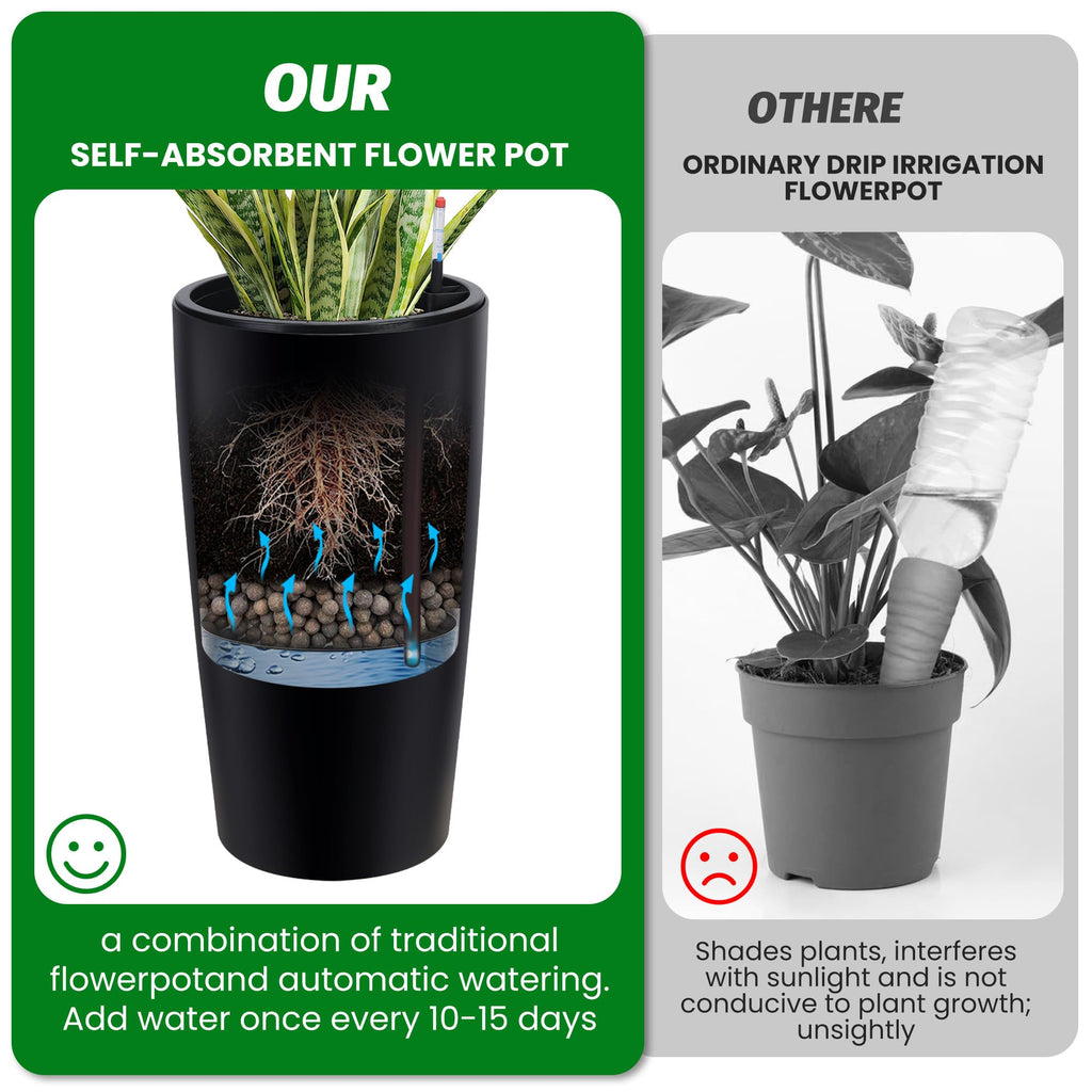 30 in Tall Planters for Outdoor Plants Set of 2, Large Outdoor Planters for Front Porch Decor with Drainage