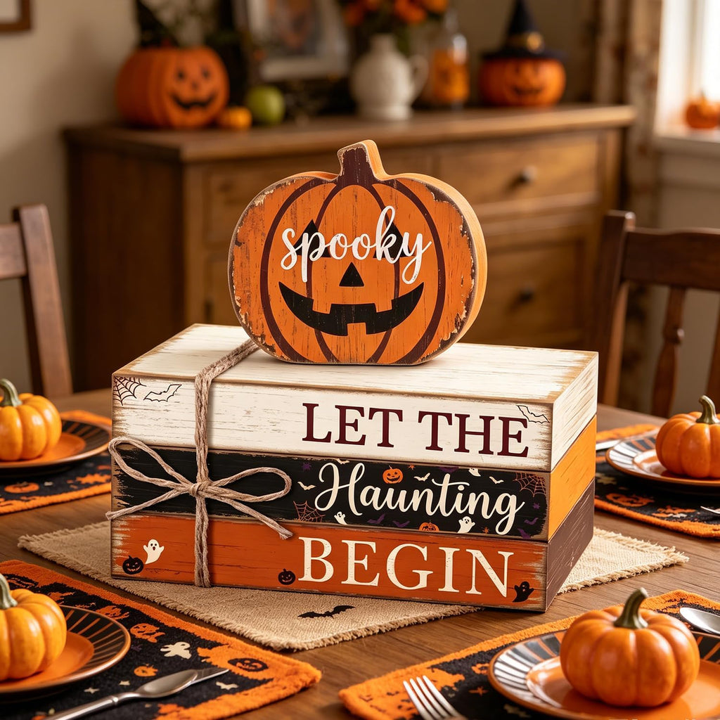 Halloween Pumpkin Decor Indoor, Halloween Table Decorations - Set of 4