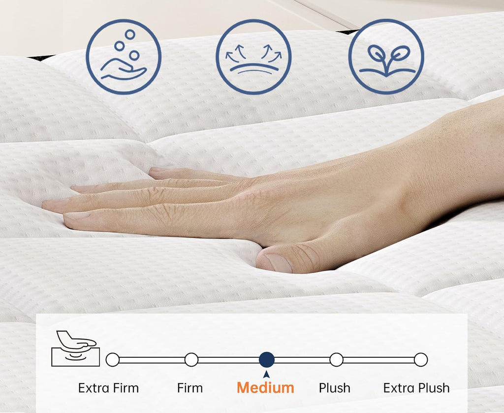 12 Inch California King Mattress, Hybrid Pocket Spring Medium | Medium firm 12-inch cal king mattress ideal for