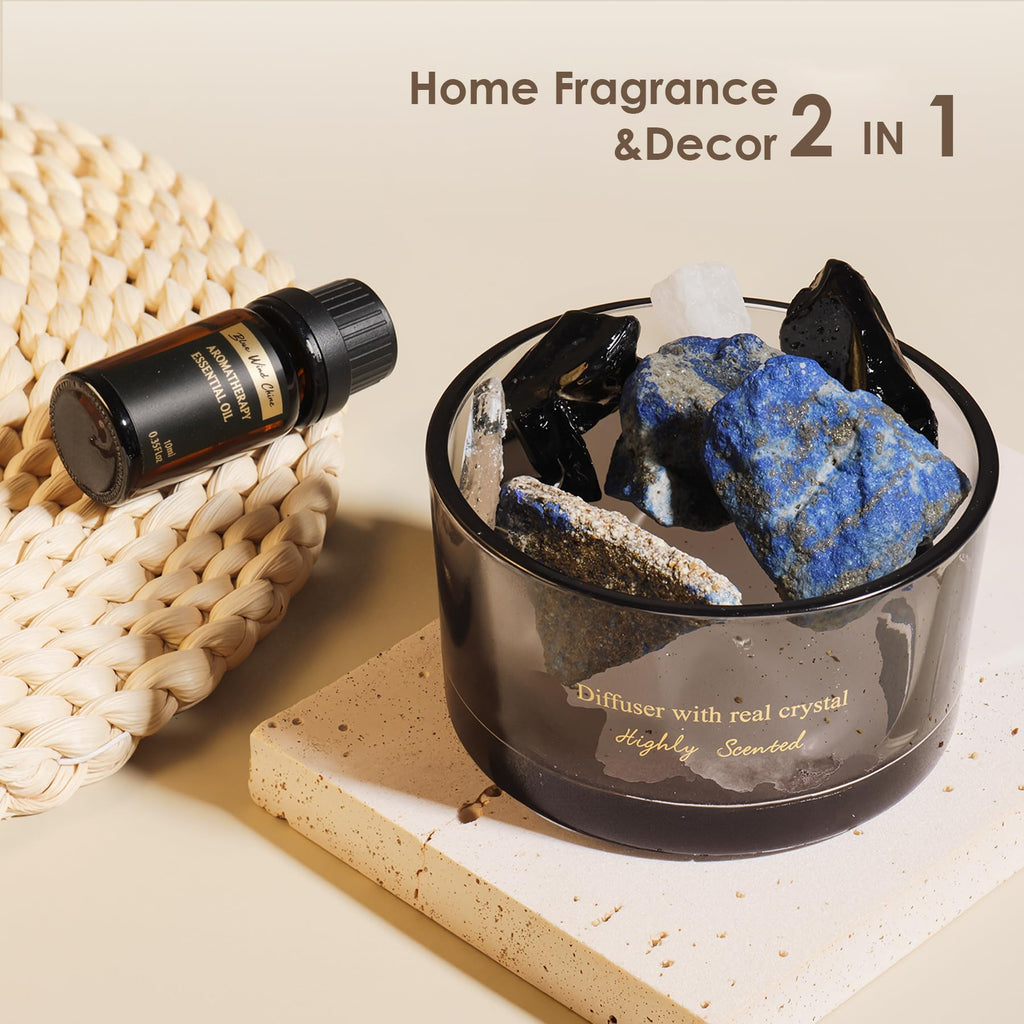 Crystal Stone Aroma Diffuser with Essential Oils Bathroom Office, Home Decor & Fragrance 2 in 1, Chic Aromatherapy