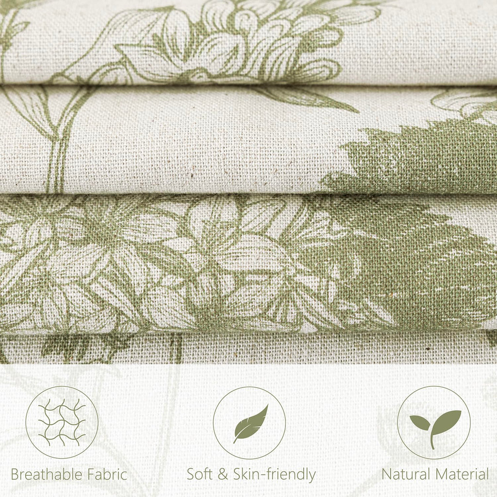 Decorative Linen Floral Throw Pillow Covers 22×22 Light Green