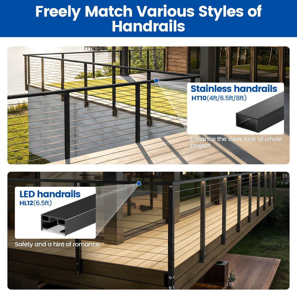 16-20ft Side Mount Modular Cable Railing Kit for Decks 36 Inch RW21