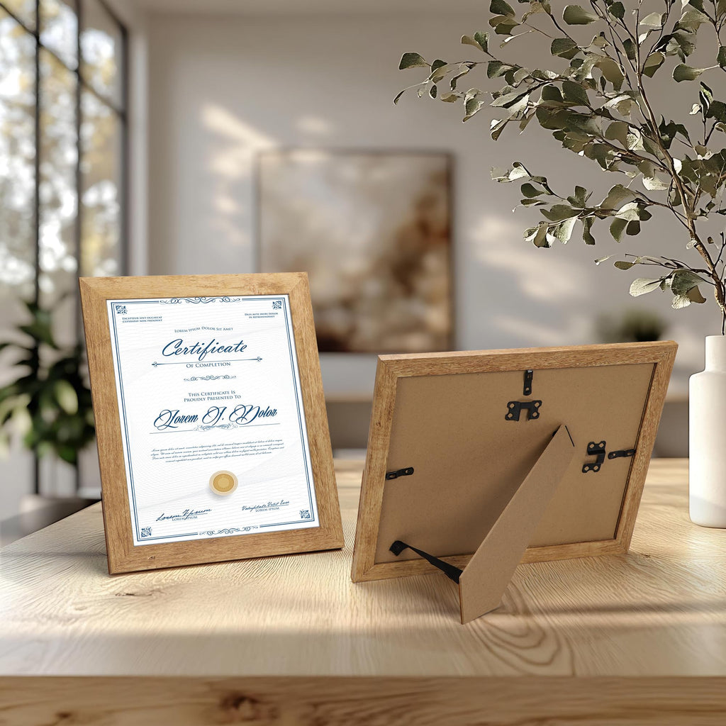 Picture Frame 8.5x11 Rustic Certificate Frames Wall Tabletop Display Horizontally or Vertically, 7 Pack
