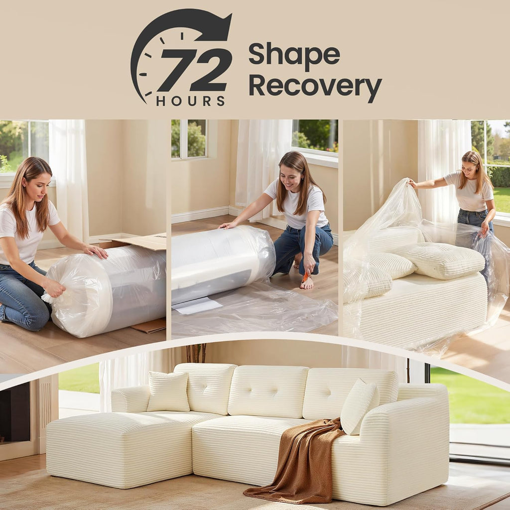 Boneless Couch, Modern Cloud Couch with Deep Seat, Corduroy Sofa for Living Room, Bedroom