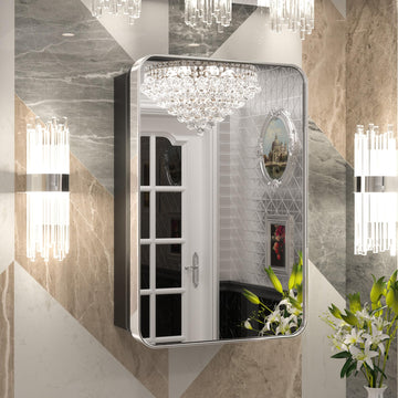 16"x24" Chrome Medicine Cabinet with Mirror, Stainless Steel Frame