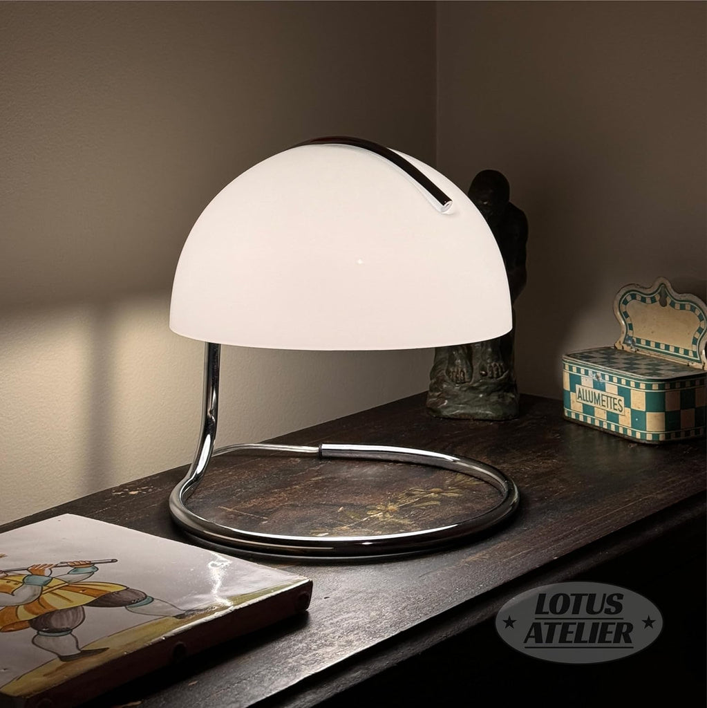Chrome Bauhaus Light | Retro Mushroom Table Lamp for Room Aesthetic Modern Lighting | Mid Century Modern | Cool Retro