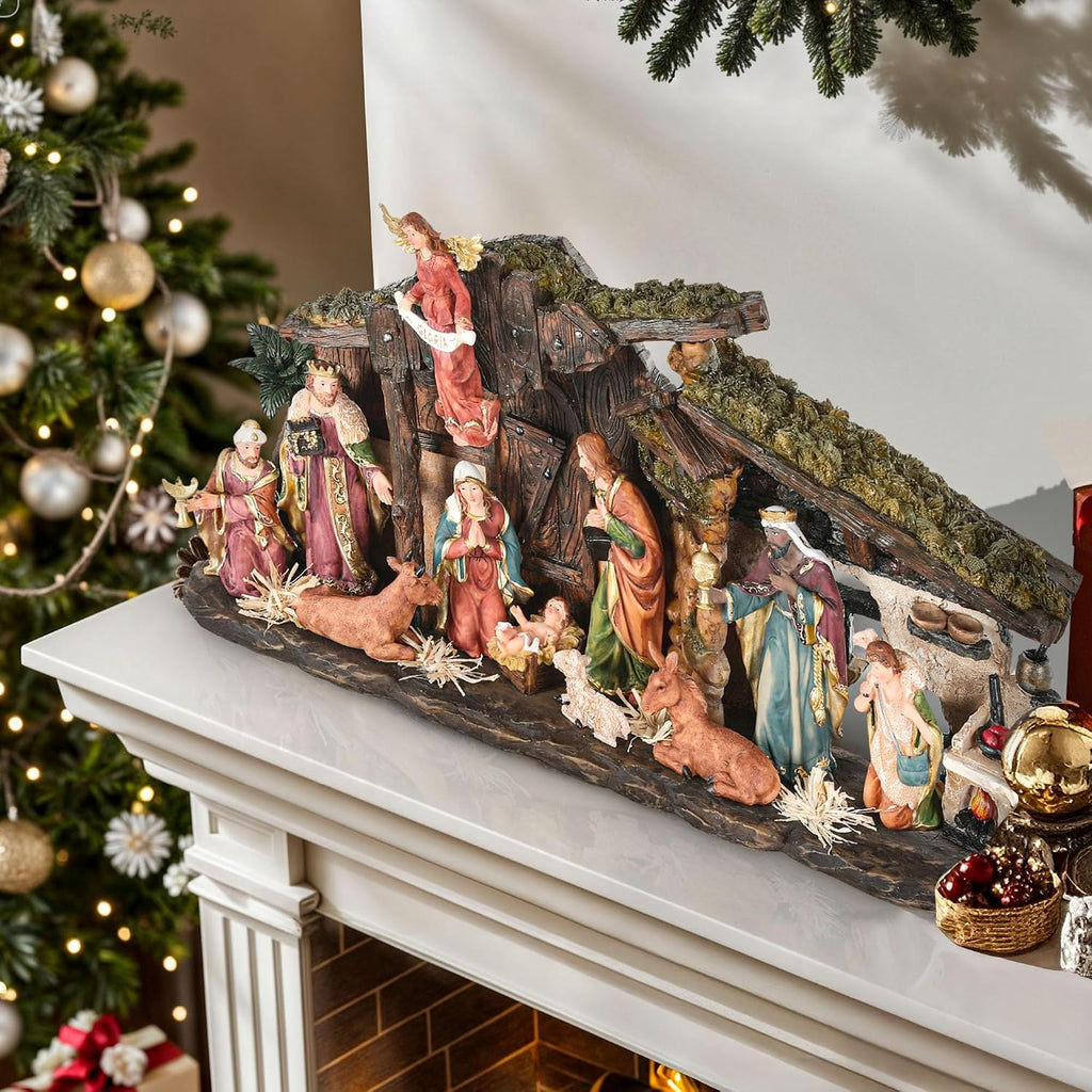 20" Lighted Nativity Sets & Figures, 12pcs Large Nativity Set