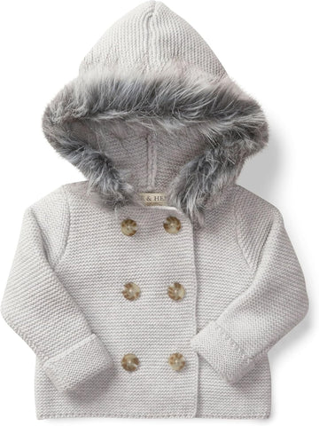 Layette Baby Long Sleeve Button Front Hooded Sweater