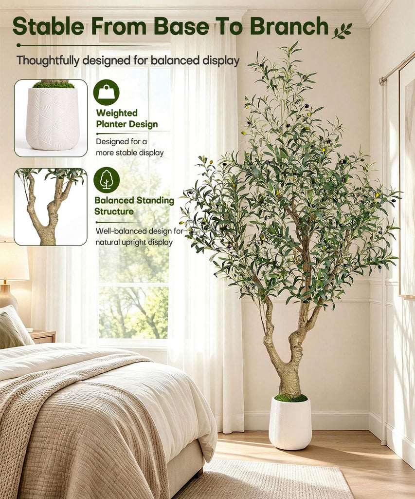 7ft Artificial Olive Tree: Large Lifelike Plant