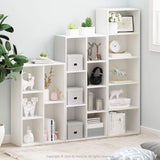 LUDER Book Shelf, 5-Cube Bookshelf, Reversible Bookcase, 9.4 x 19.5 x 31.5, Easy Assembly, White