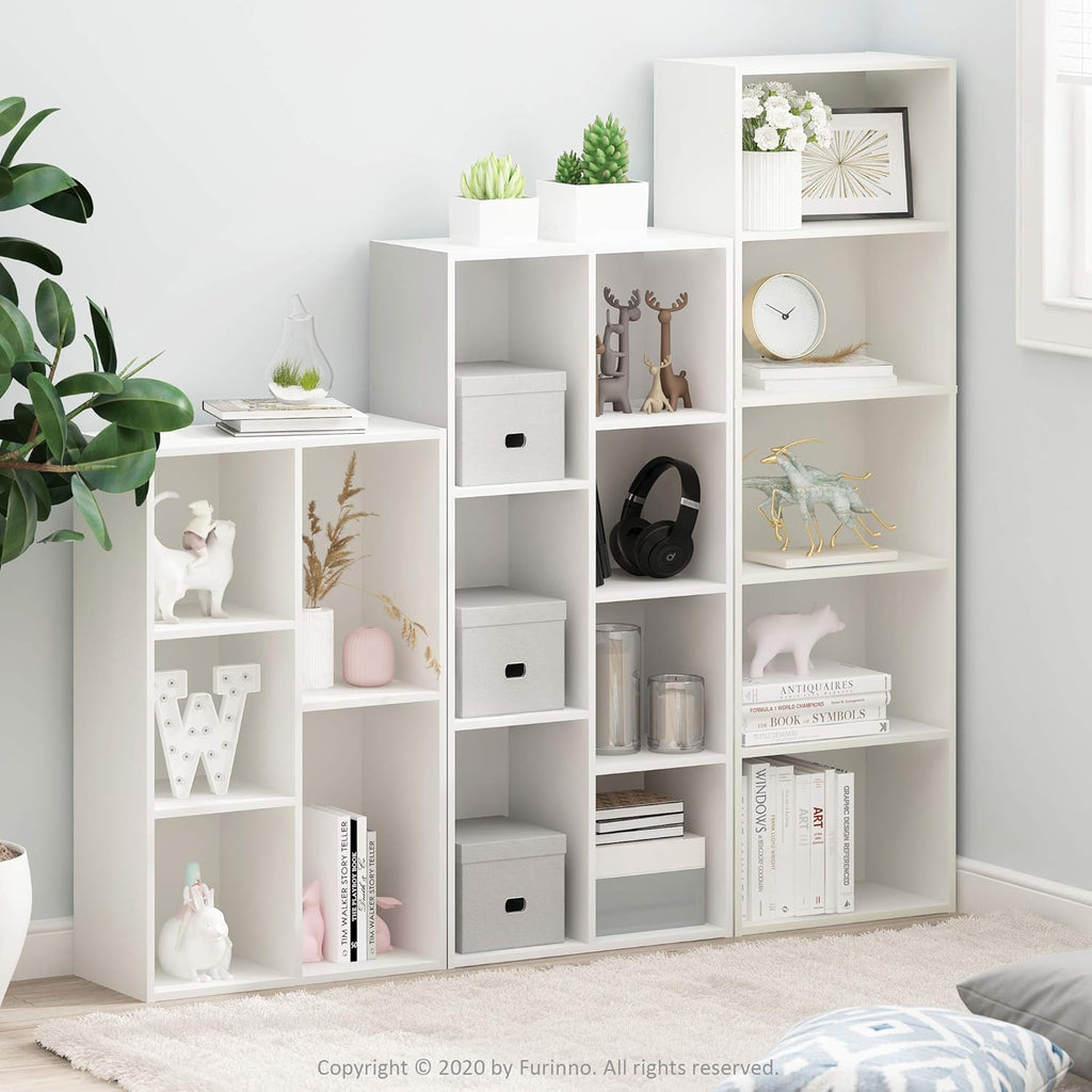 LUDER Book Shelf, 5-Tier Bookshelf, Bookcase with Open Shelves, 9.4 x 15.8 x 52, Easy Assembly, White