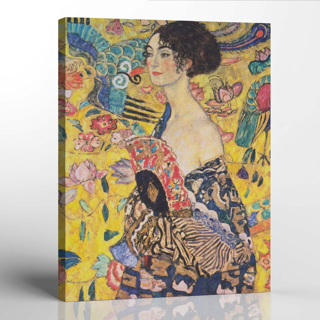 Fine Art Prints, Klimt Wall Art, Gustave Klimt Prints, Lady With A Fan Canvas Print, Ready To Hang Home Wall Decor