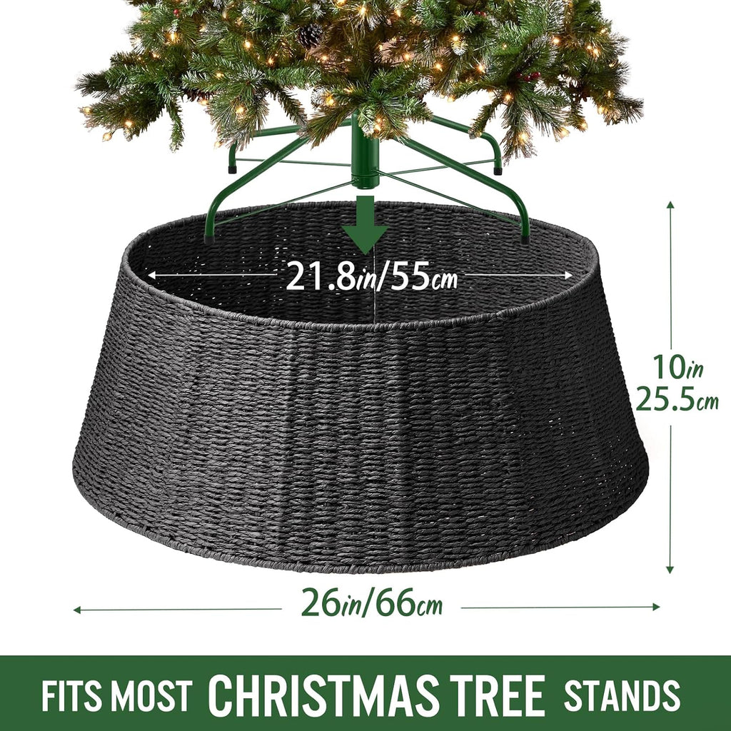Christmas Tree Collar- 26",Christmas Tree Base Christmas Basket Collar ,for Covering Tree Stand (Black, 26 in)