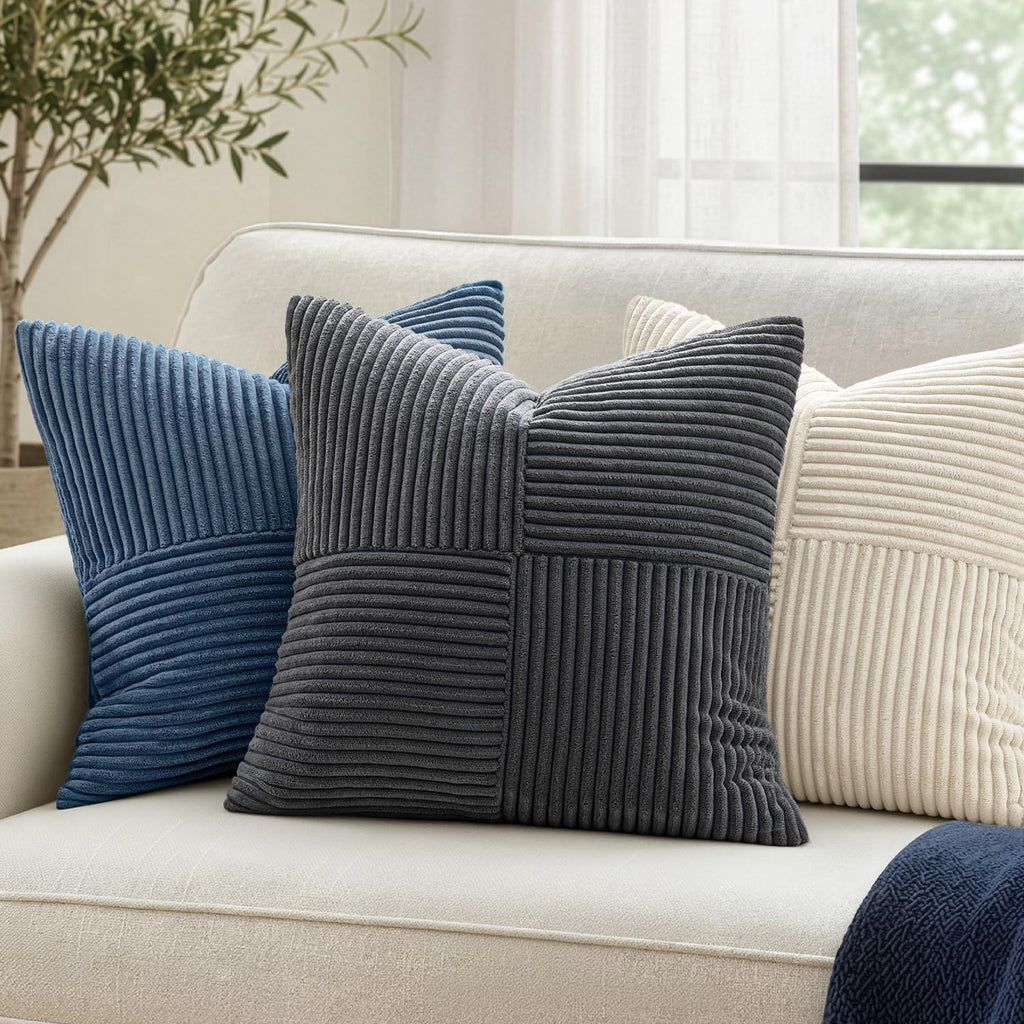 Grey Decorative Euro Sham Pillow Covers 24x24 Inch 2 Pack