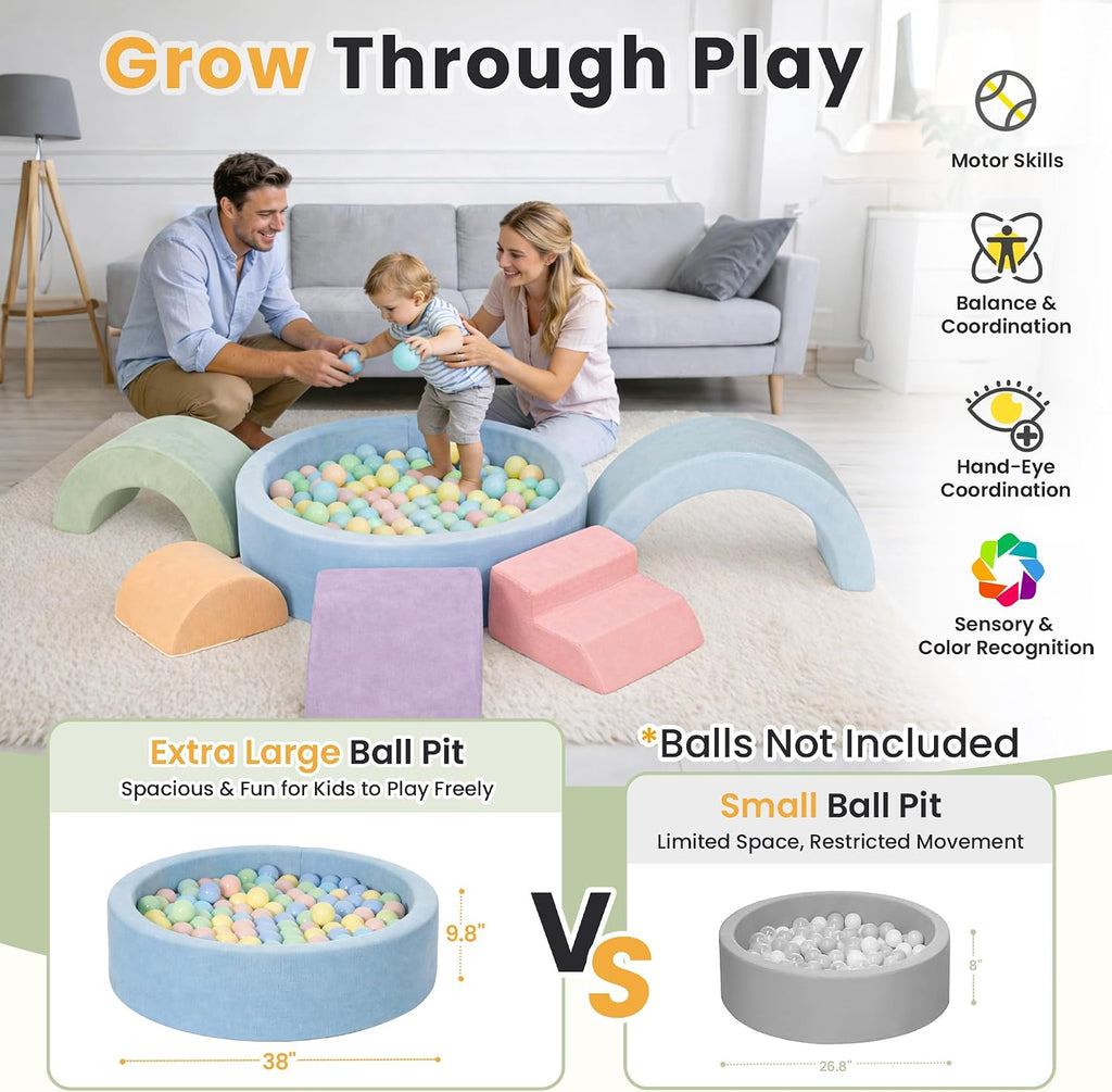 Foam Climbing Blocks for Toddlers, 38x38in Ball Pit for Babies, 8pcs